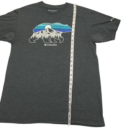 Columbia Sportswear T Shirt Mens Medium Gray Large Front Mountain Bear Graphic - Picture 7 of 9